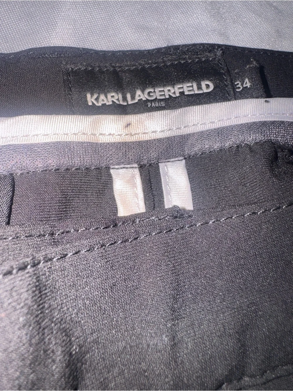 Karl Lagerfeld Black Joggers with Zip Pockets and Striped Cuffs